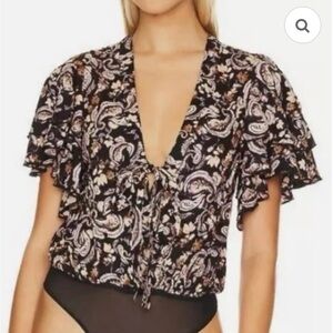 Free People Intimately Call Me Later Thong Bodysuit Top Sz M